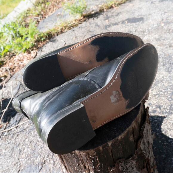 Vintage Black Leather Justin Style Riding Boots - Picture 6 of 7